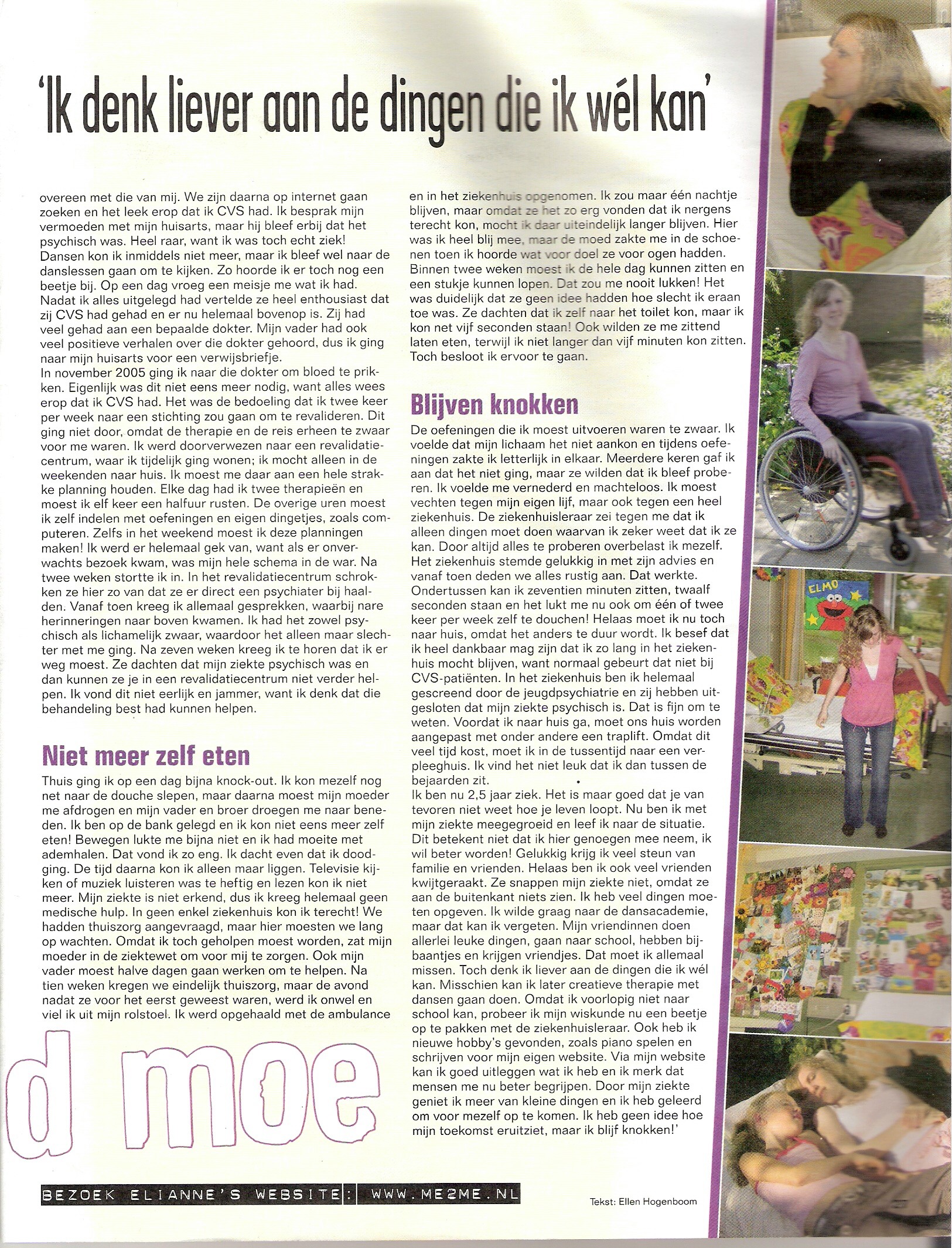 Pagina 2, interview met Elianne